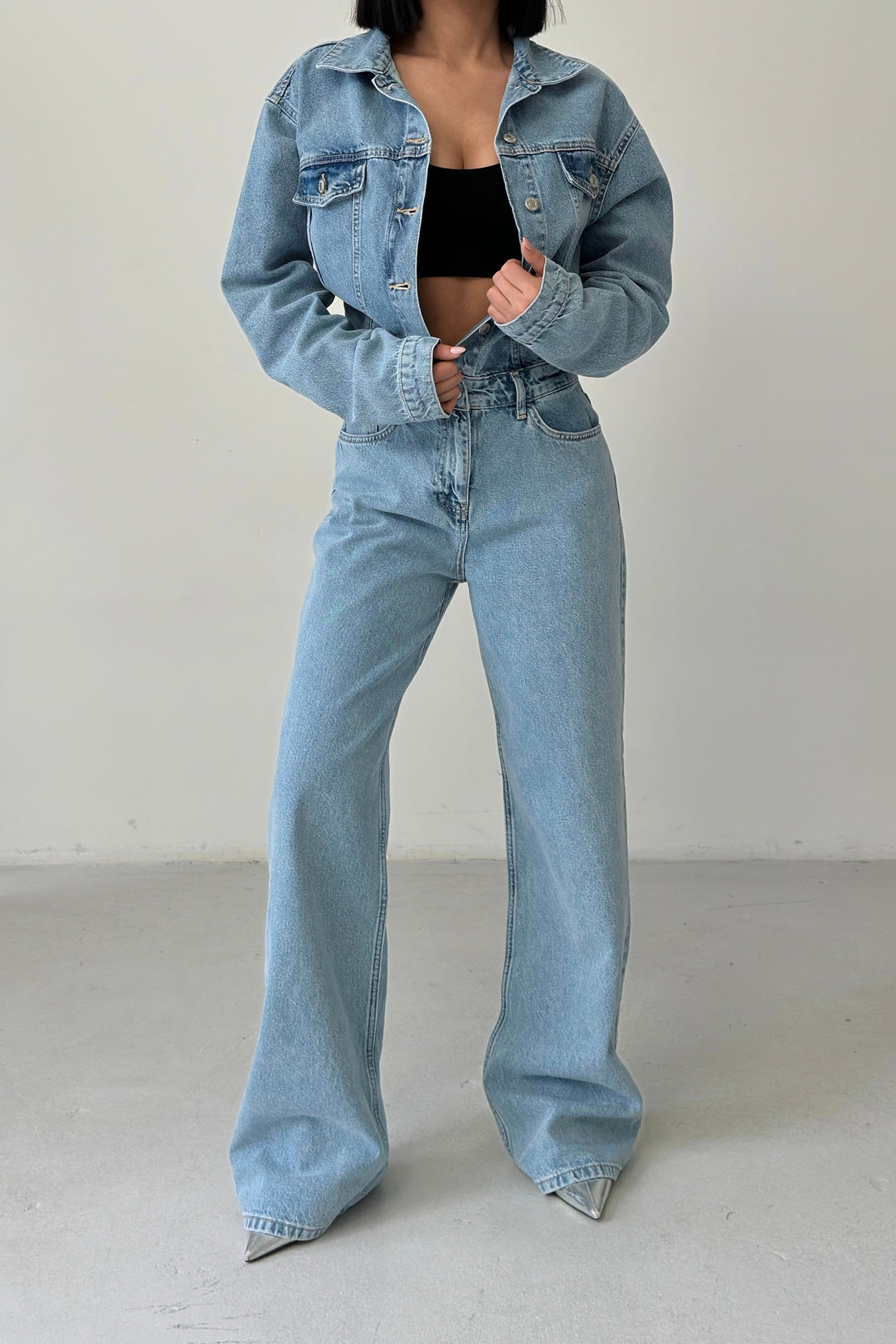 Routines Denim Straight Jumpsuit - Light Blue 4584 - ROUTINES
