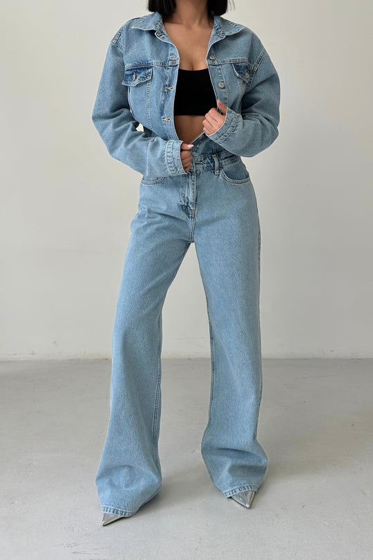 Routines Denim Straight Jumpsuit - Light Blue 4584 - ROUTINES
