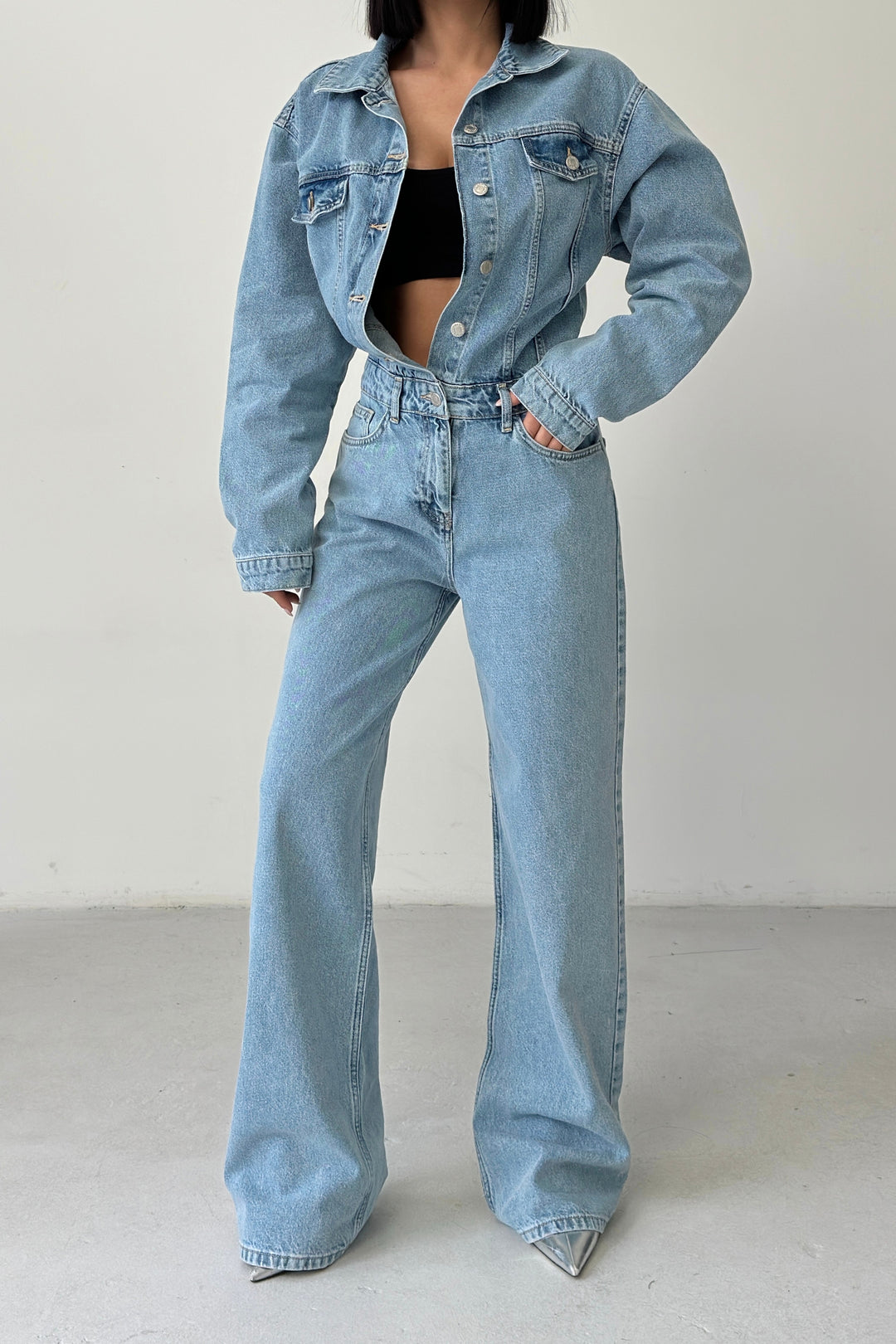 Routines Denim Straight Jumpsuit - Light Blue 4584 - ROUTINES