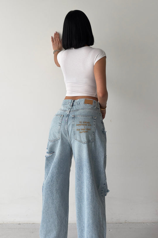 Routines Detailed Ripped Baggy Jeans 4225 - ROUTINES