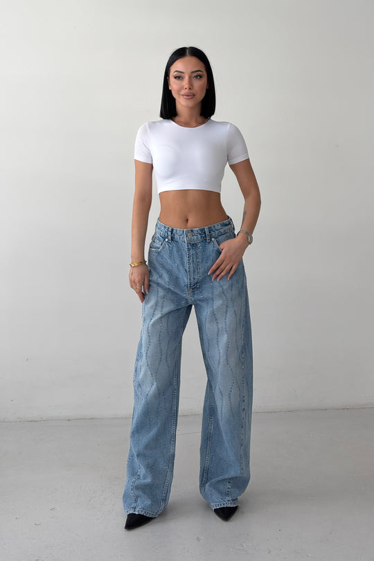 Routines Distressed Baggy Jeans - Mid Blue 8186 - ROUTINES