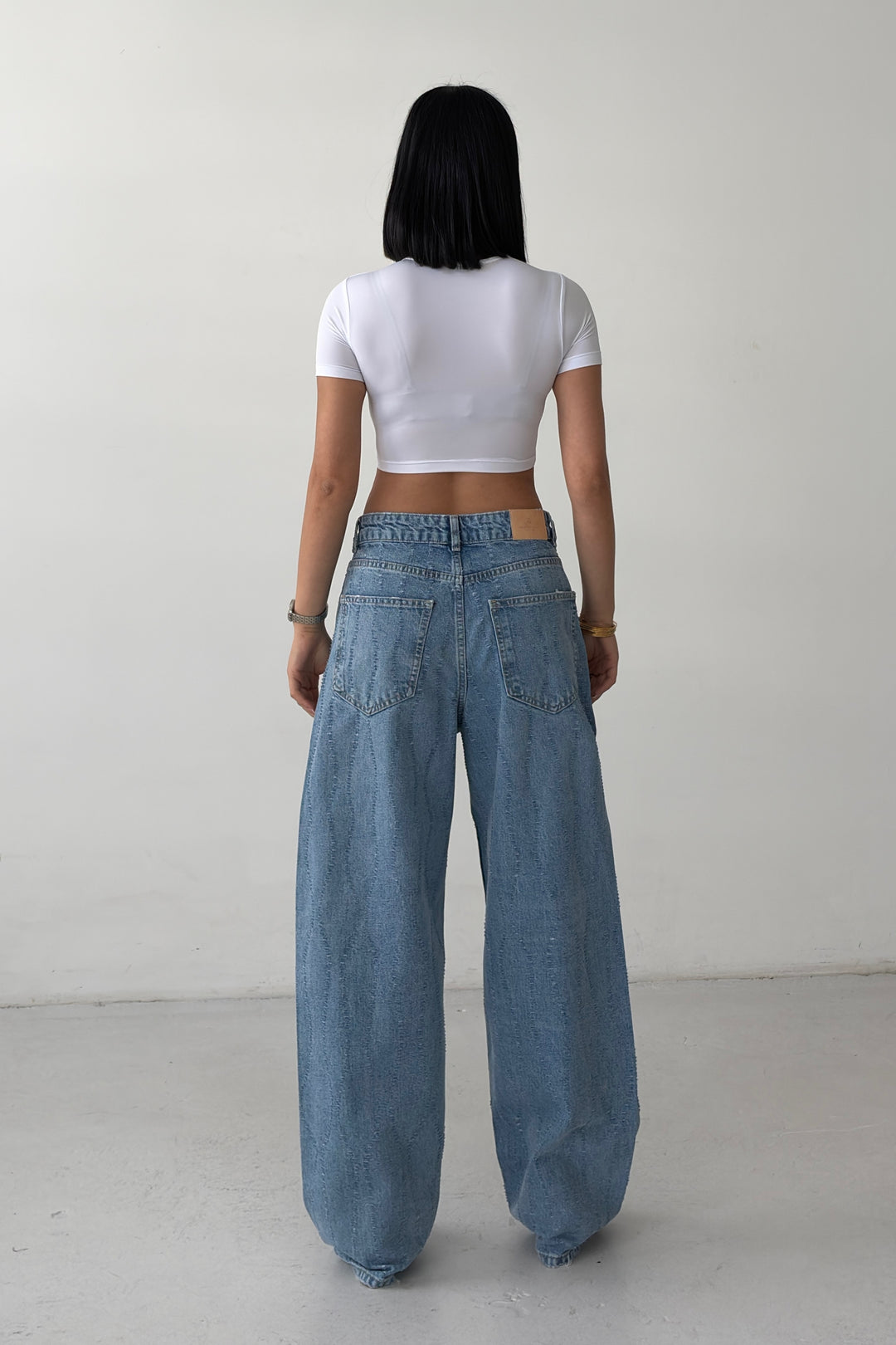 Routines Distressed Baggy Jeans - Mid Blue 8186 - ROUTINES
