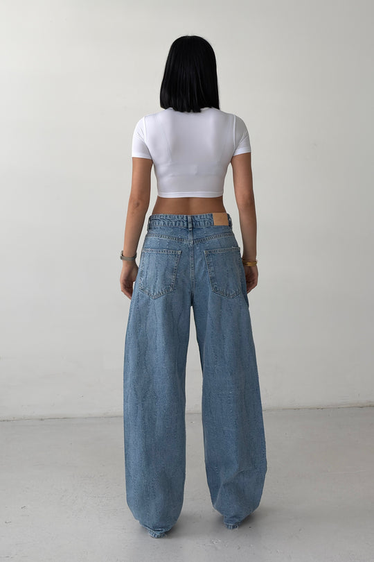 Routines Distressed Baggy Jeans - Mid Blue 8186 - ROUTINES