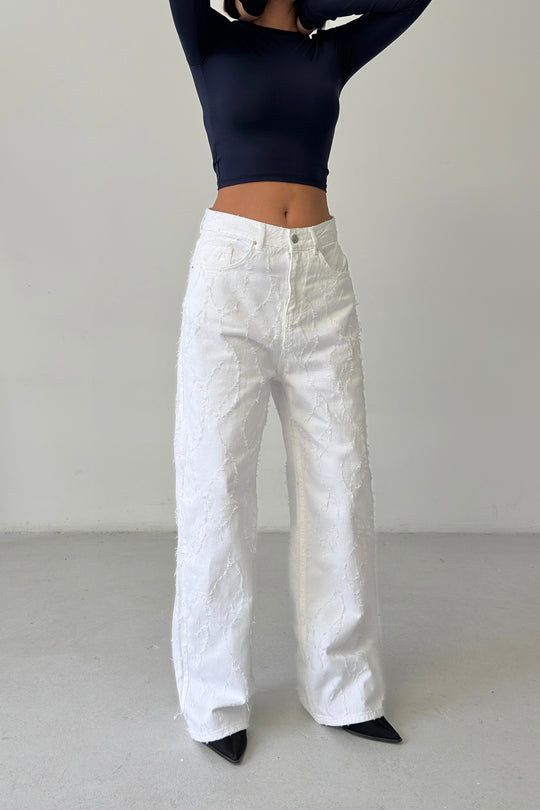 Routines Distressed Baggy Jeans - White 3242 - ROUTINES
