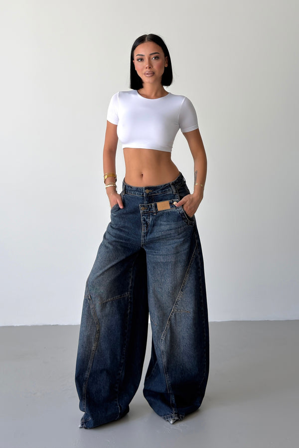 Routines Double Waist Balloon Baggy Jeans - Blue 5311 - ROUTINES