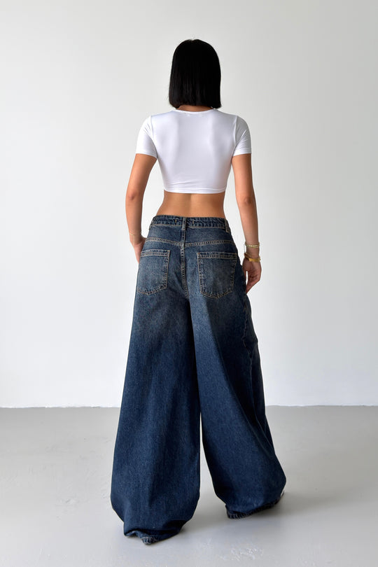 Routines Double Waist Balloon Baggy Jeans - Blue 5311 - ROUTINES