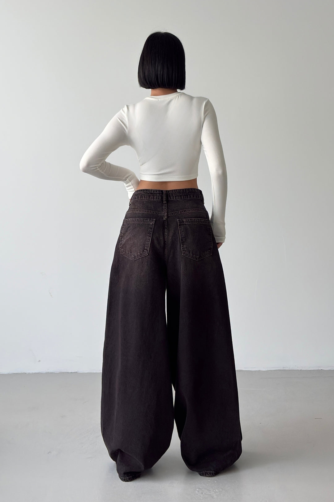 Routines Double Waist Balloon Baggy Jeans - Vintage Brown 5311 - ROUTINES