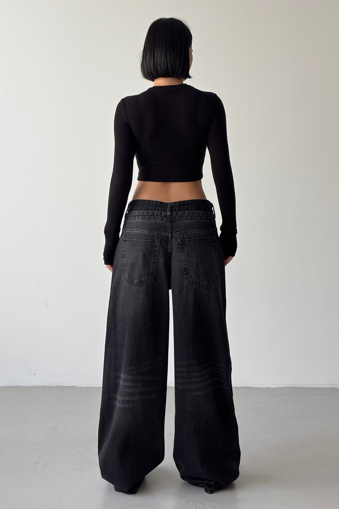 Routines Double Waist Detail Jeans - Black 5697 - ROUTINES