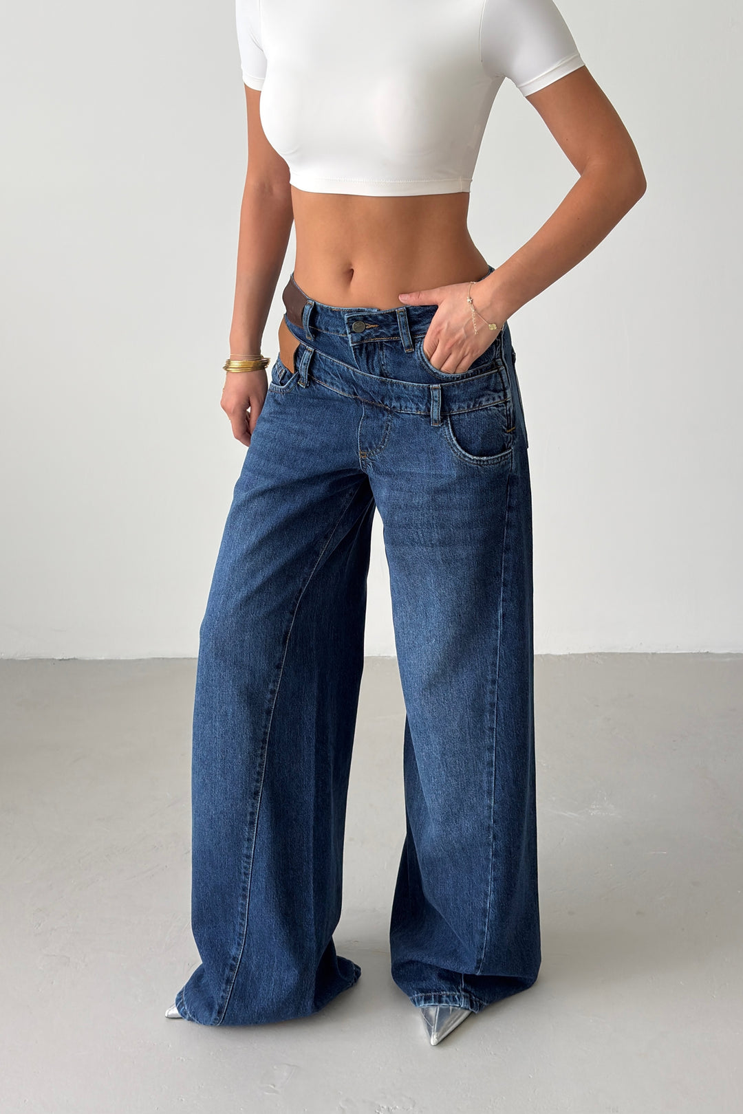 Routines Double Waist Detail Jeans - Blue 2013