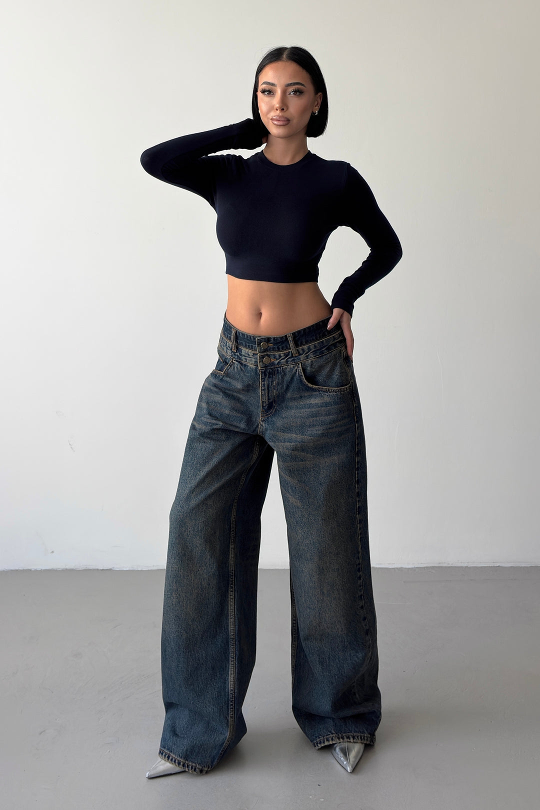 Routines Double Waist Detail Jeans - Vintage Blue 5697 - ROUTINES
