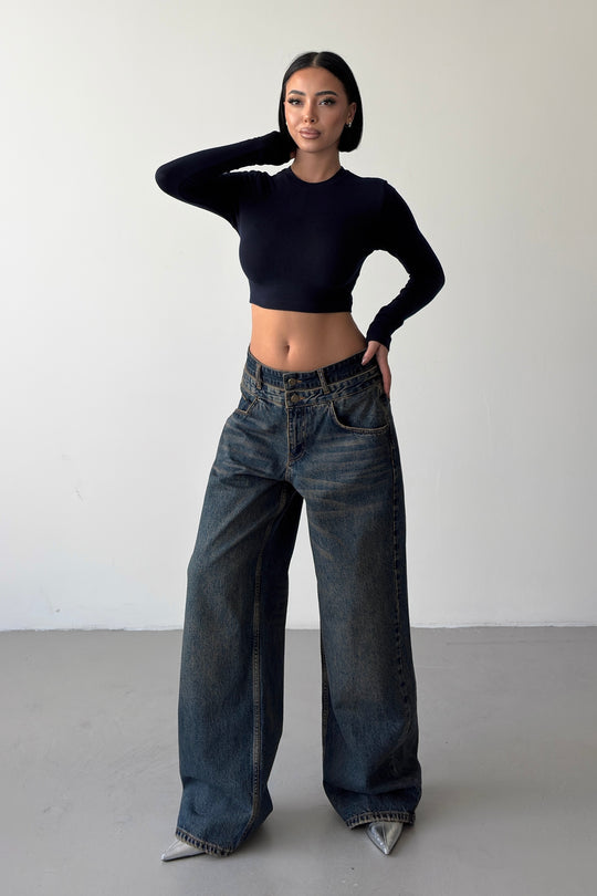 Routines Double Waist Detail Jeans - Vintage Blue 5697 - ROUTINES