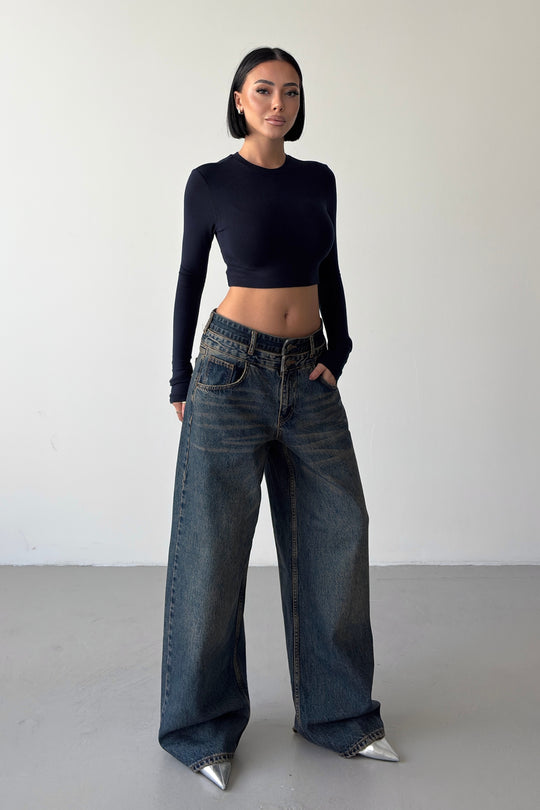 Routines Double Waist Detail Jeans - Vintage Blue 5697 - ROUTINES