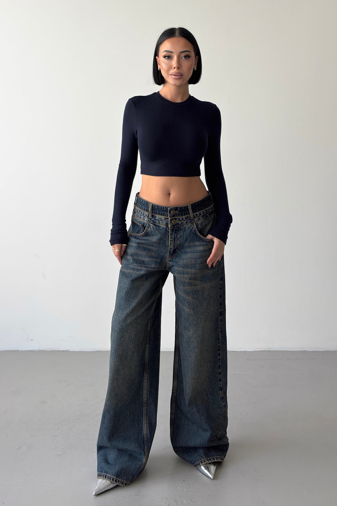 Routines Double Waist Detail Jeans - Vintage Blue 5697 - ROUTINES