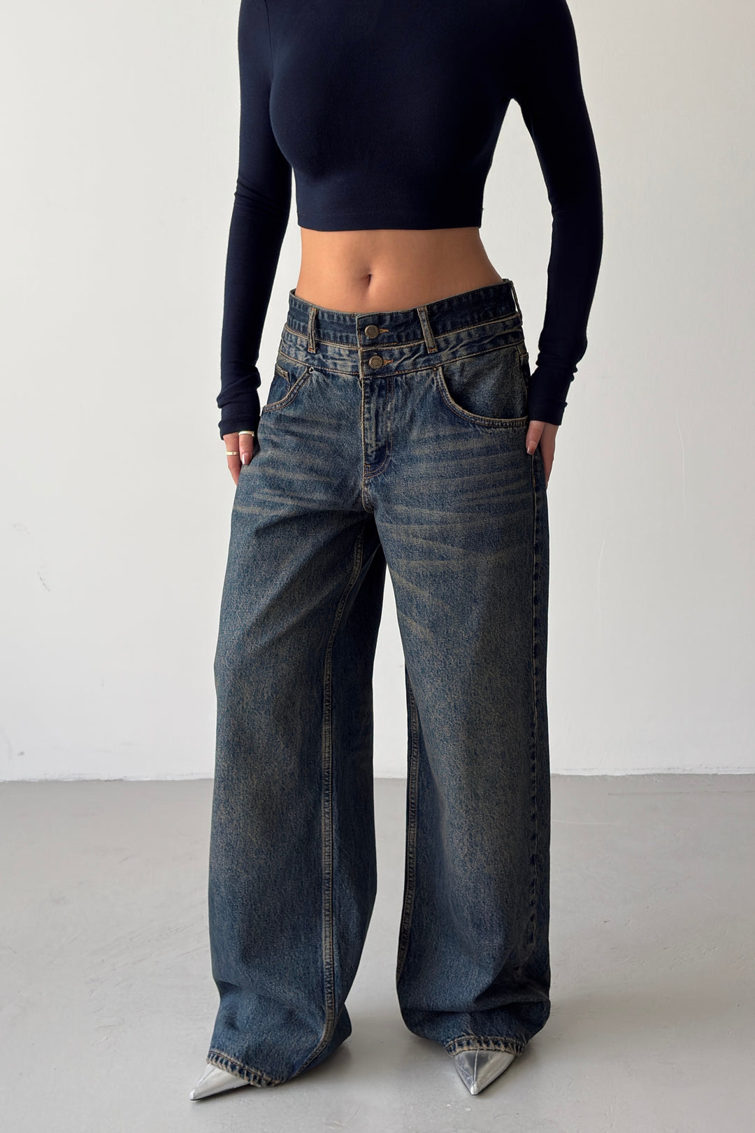 Routines Double Waist Detail Jeans - Vintage Blue 5697 - ROUTINES