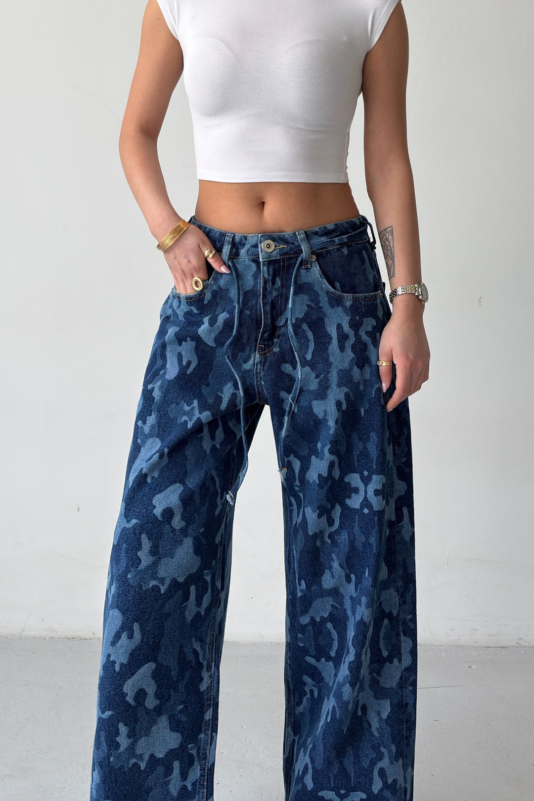 Routines Drawstring Camouflage Jeans 5595 - PETITE - ROUTINES
