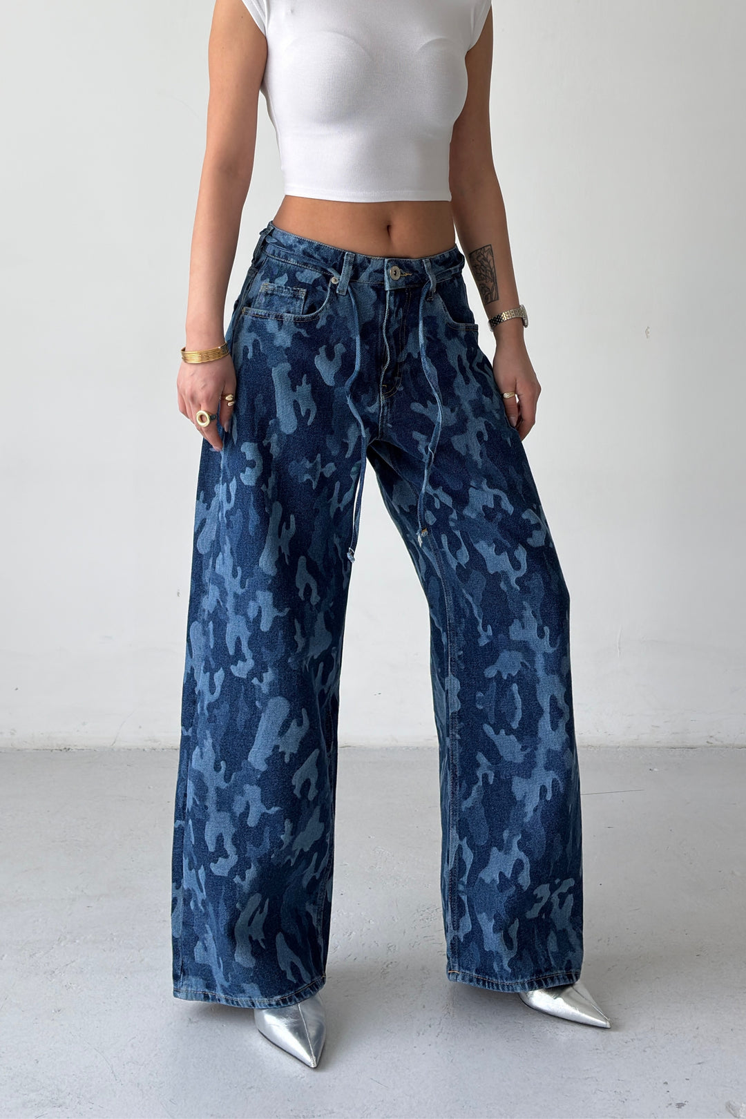Routines Drawstring Camouflage Jeans 5595 - PETITE - ROUTINES