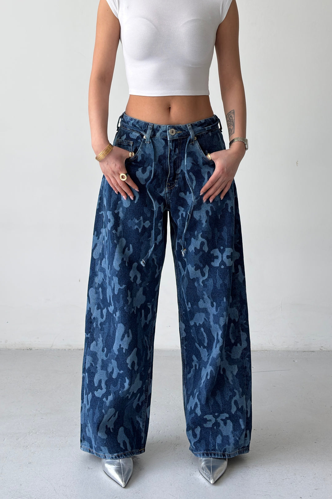 Routines Drawstring Camouflage Jeans 5595 - PETITE - ROUTINES