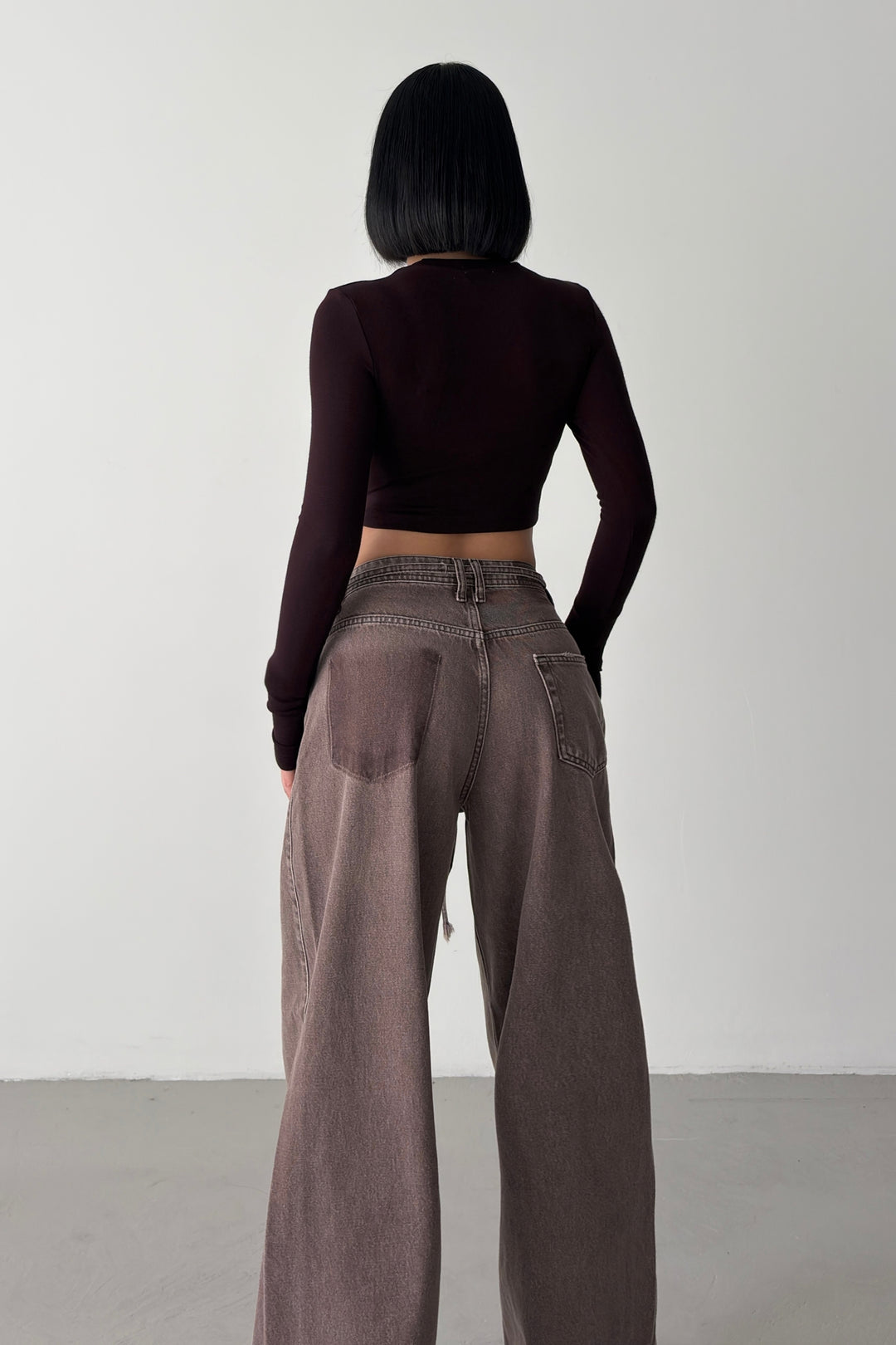 Routines Drawstring Detail Baggy Jeans - Brown 3939