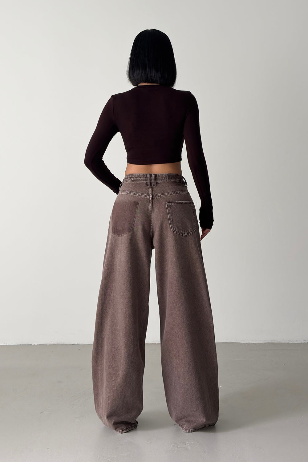 Routines Drawstring Detail Baggy Jeans - Brown 3939