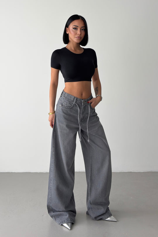 Routines Drawstring Detail Baggy Jeans - Grey 3937