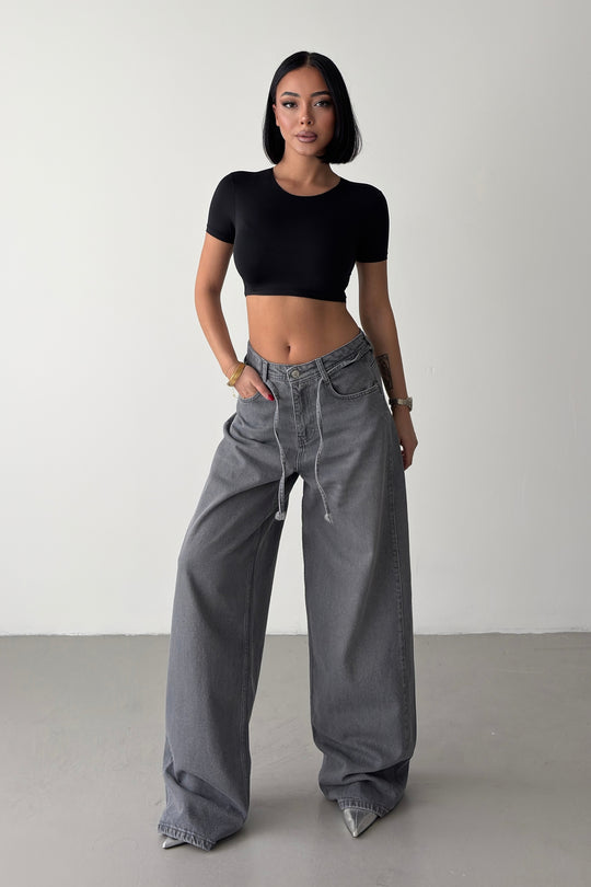 Routines Drawstring Detail Baggy Jeans - Grey 3937