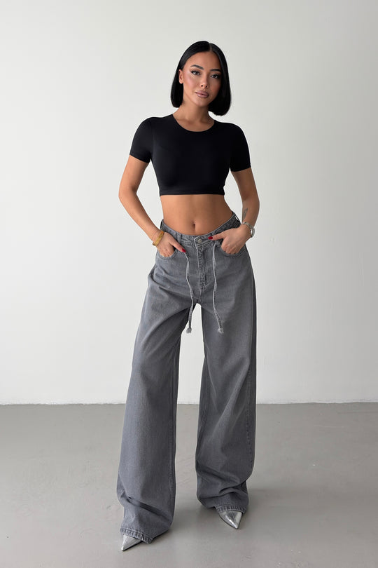 Routines Drawstring Detail Baggy Jeans - Grey 3937
