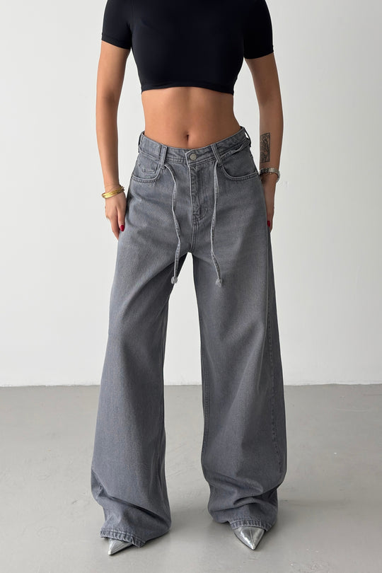 Routines Drawstring Detail Baggy Jeans - Grey 3937