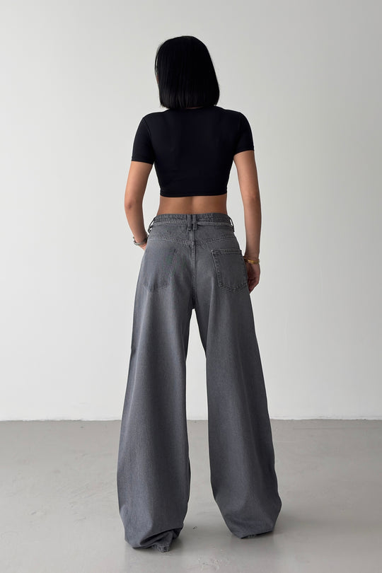 Routines Drawstring Detail Baggy Jeans - Grey 3937