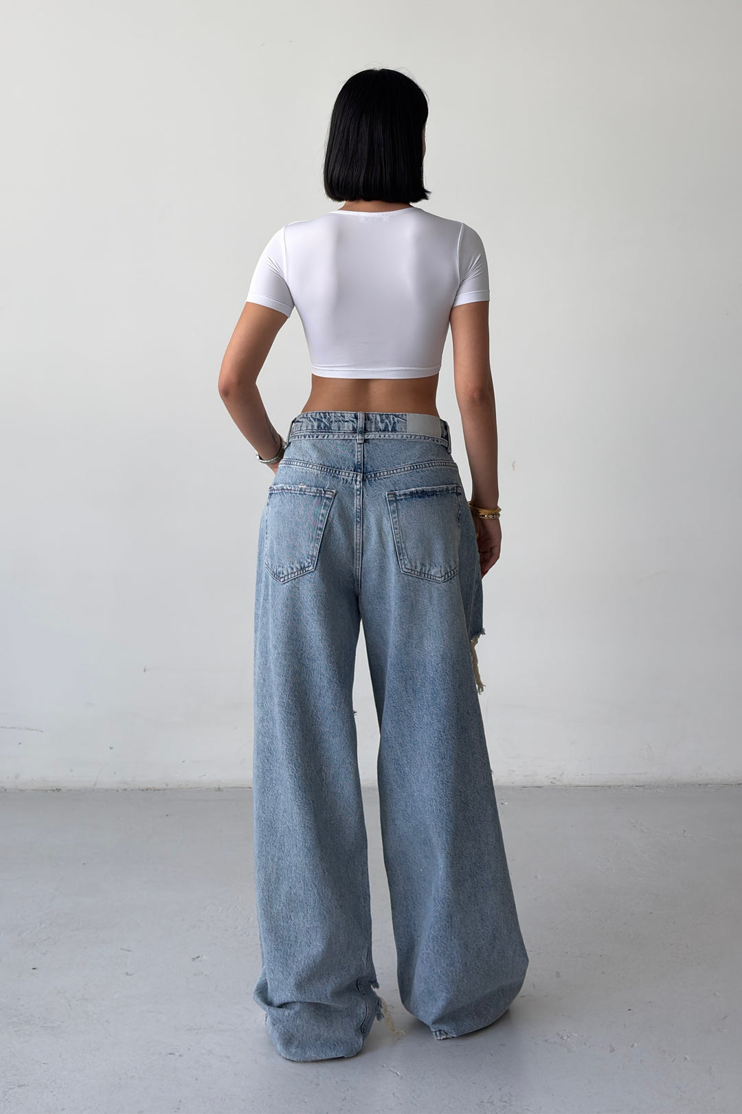 Routines Drawstring Ripped Baggy Jeans 2586 - ROUTINES