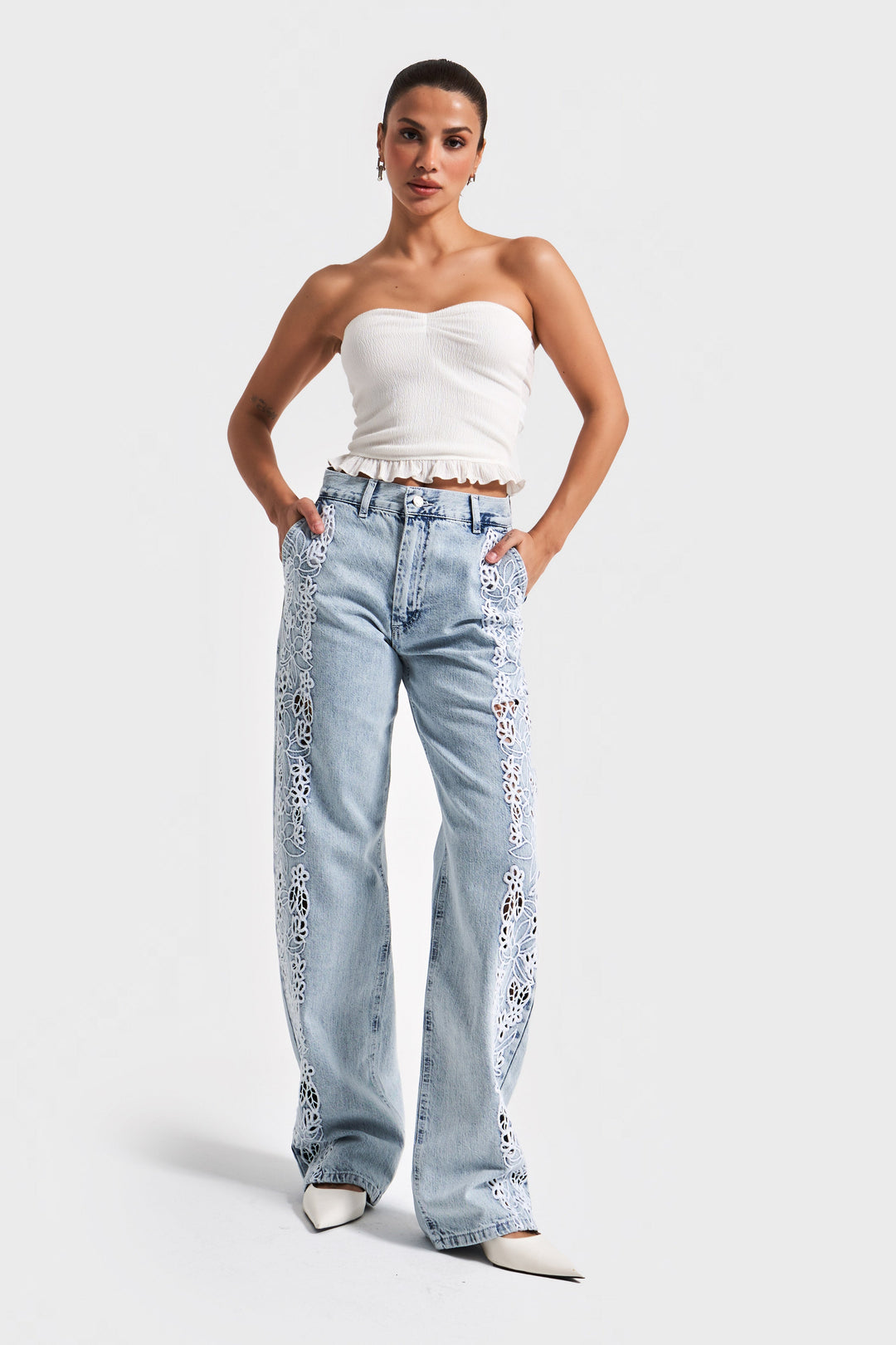 Routines Embroidered Straight Leg Jeans 3903 - ROUTINES
