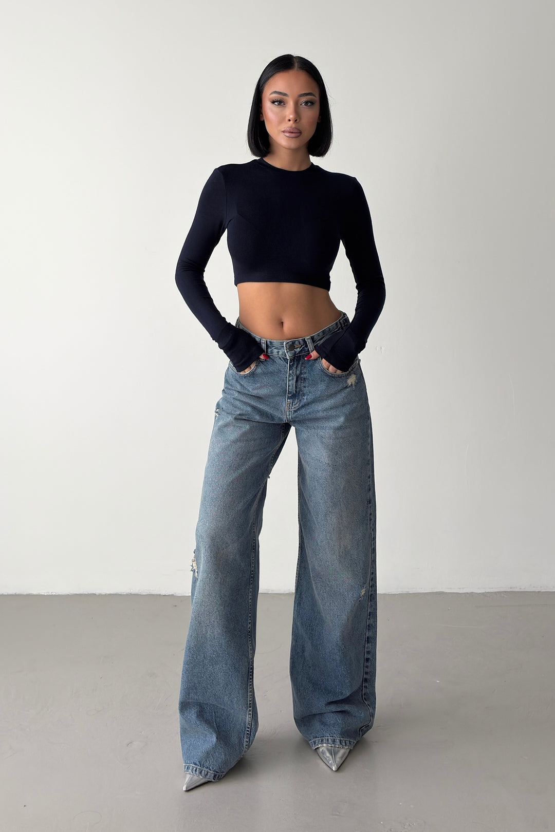 Routines Embroidery Adjustable Waist Jeans 1574-1-1