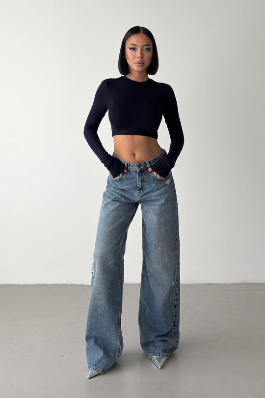 Routines Embroidery Adjustable Waist Jeans 1574-1-1