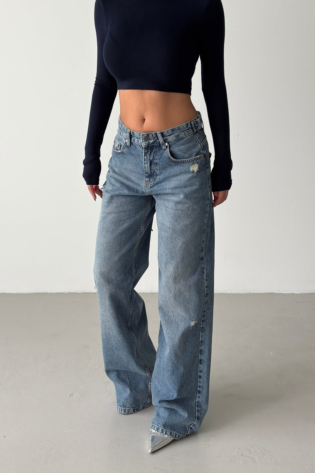 Routines Embroidery Adjustable Waist Jeans 1574-1-1