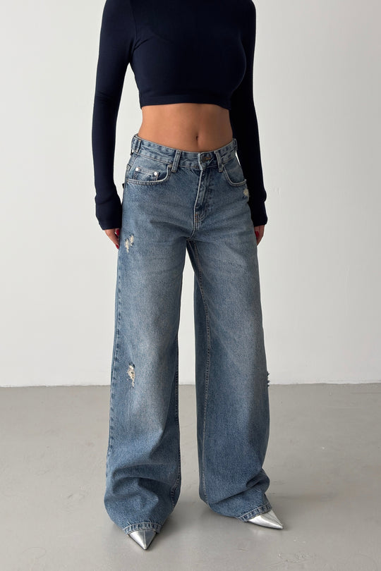 Routines Embroidery Adjustable Waist Jeans 1574-1-1
