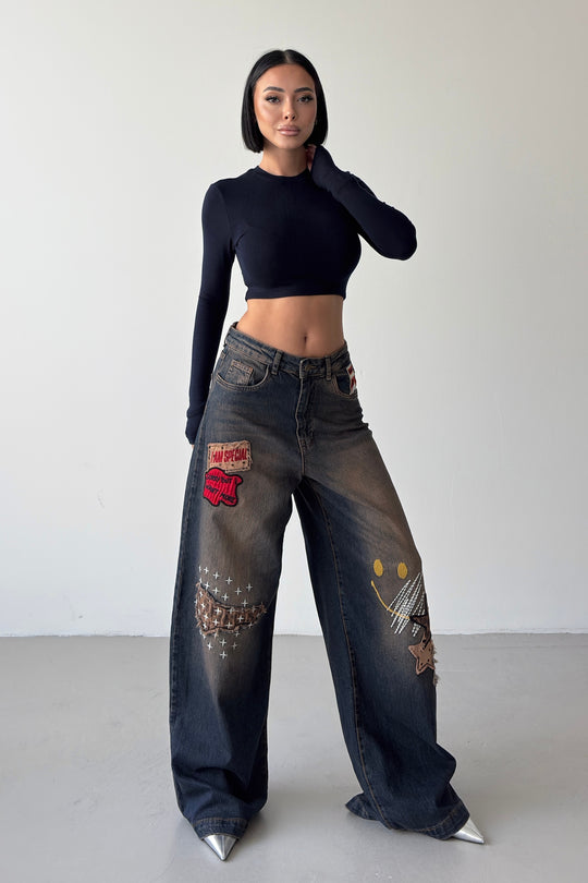Routines Embroidery Patched Detail Jeans 5614 - ROUTINES
