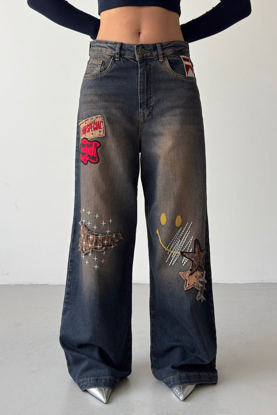 Routines Embroidery Patched Detail Jeans 5614 - ROUTINES