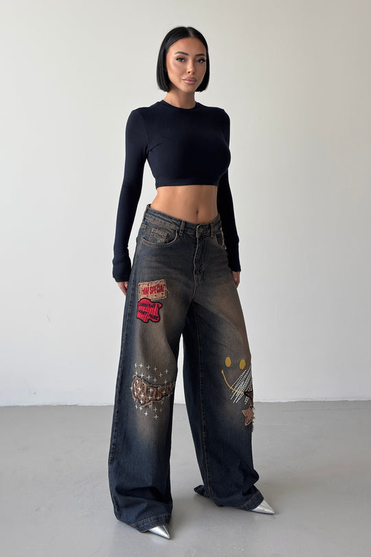 Routines Embroidery Patched Detail Jeans 5614 - ROUTINES