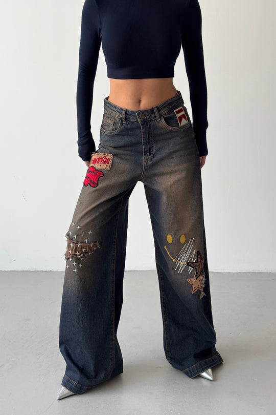 Routines Embroidery Patched Detail Jeans 5614 - ROUTINES