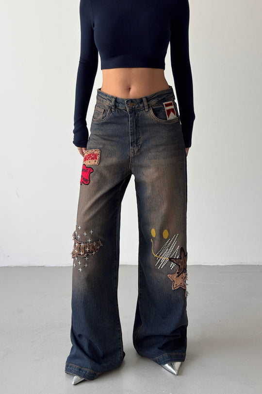 Routines Embroidery Patched Detail Jeans 5614 - ROUTINES