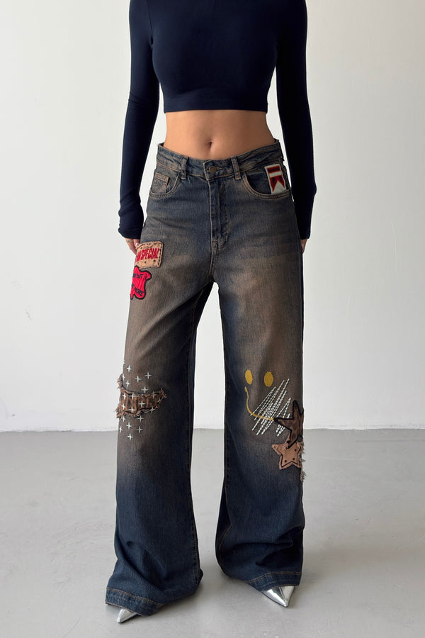 Routines Embroidery Patched Detail Jeans 5614 - ROUTINES