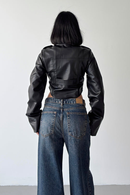 Routines Faux Leather Corset Jacket - Black 64