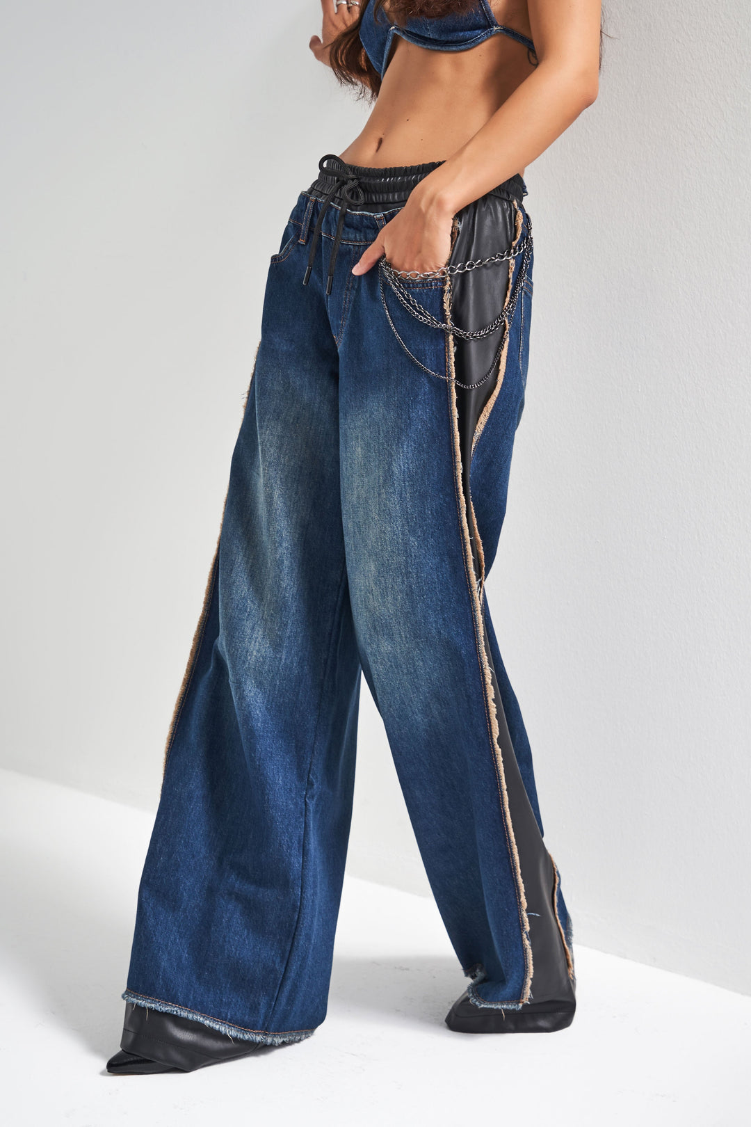 Routines Faux Leather Denim Pants 1704 - ROUTINES