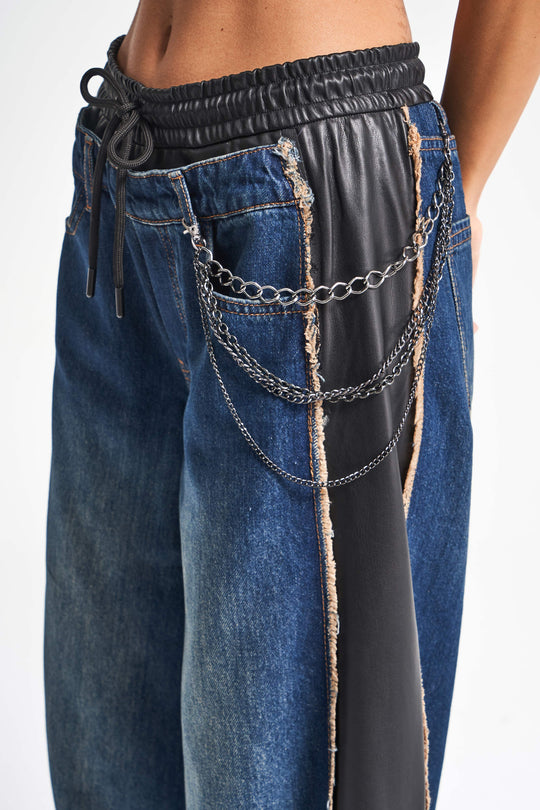 Routines Faux Leather Denim Pants 1704 - ROUTINES