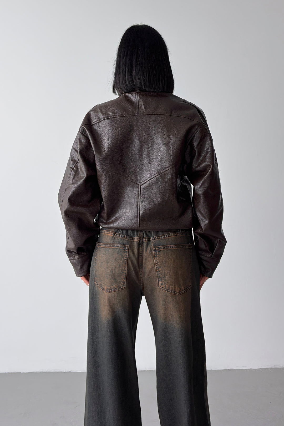 Routines Faux Leather Oversized Jacket - Choco 1097