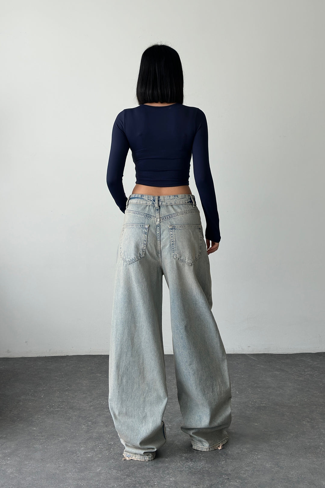 Routines Folded Waist Baggy Jeans - Vintage Tint 3721 Jeans Routines Fashion