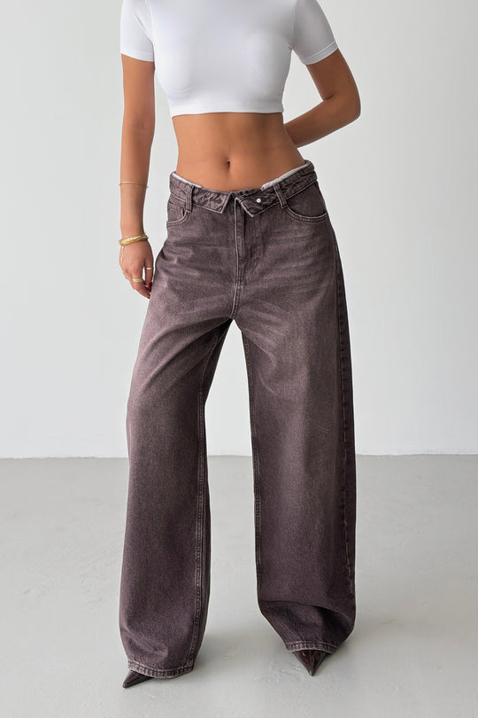 Routines Folded Waist Jeans - Brown 4545