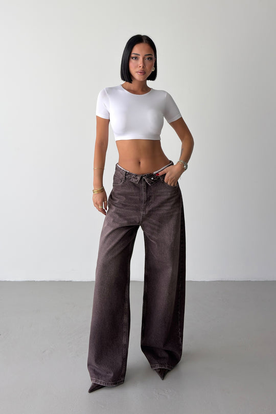 Routines Folded Waist Jeans - Brown 4545