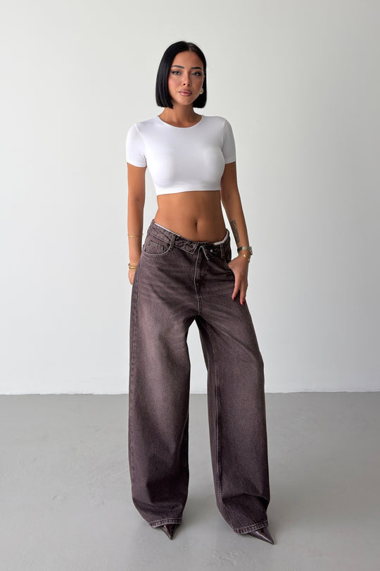 Routines Folded Waist Jeans - Brown 4545