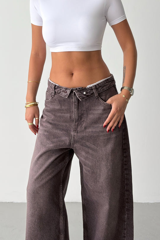 Routines Folded Waist Jeans - Brown 4545