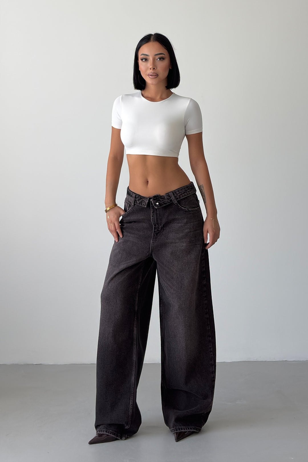 Routines Folded Waist Jeans - Vintage Brown 4545